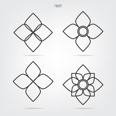 Thai flower symbol. Folk art of flower element. Vector.