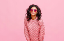 Happy Ethnic Woman In Sunglasses Laughing.