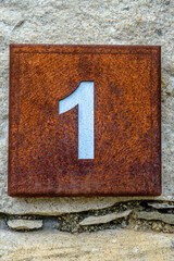 Outdoors square number plate (number one)