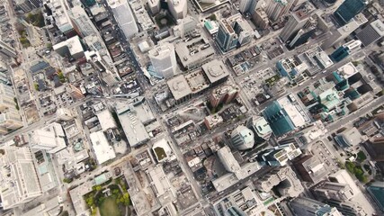 Wall Mural - 4K Aerial Sequence of Toronto, Canada - Birds eye view of the Dundas Square during the day