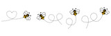 Fototapeta Fototapety na ścianę do pokoju dziecięcego - Cartoon bee icon set. Bee flying on a dotted route isolated on the white background. Vector illustration.