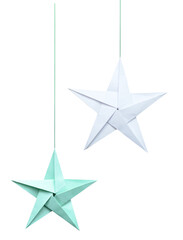 Wall Mural - A decorated paper stars haning with string