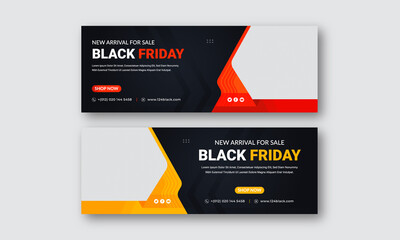 Black Friday facebook sale cover banner colorful and modern cover banner design template web banner template Vector
