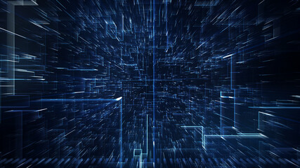Wall Mural - abstract digital data hi tech background zoom in