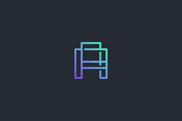 Minimal Geometrical Letter A Dark Background Logo Template