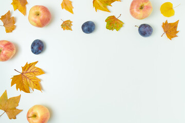 Wall Mural - autumn flat lay on white