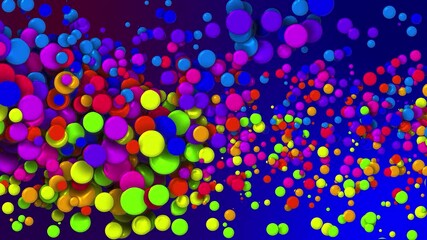 Wall Mural - cartoon bg of beautiful multi-colored circles like paint bubbles or dye droplets in liquid. 4k looped abstract creative background. Luma matte as alpha channel.