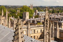 Oxford, UK 18/07/2019 Skyline From Unusual View Showing Spires And Roofs In Sun