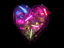 Abstract Ultra Neon Font. Heart Sign.