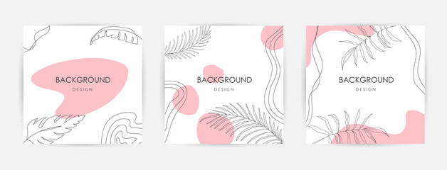 trendy abstract square art templates with floral and geometric elements. suitable for social media p