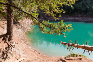 Wall Mural - Sea Eye or Morskoy Glaz  Lake with turquoise water in the Republic of Mari El, Russia