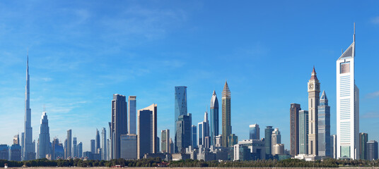 Poster - Dubai city center skyline with luxury skyscrapers, United Arab Emirates