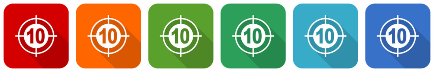 Leinwandbilder - Target icon set, flat design vector illustration in 6 colors options for webdesign and mobile applications
