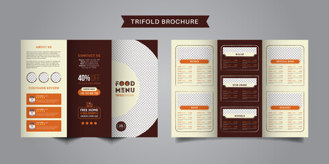 Wall Mural - Food trifold brochure menu template. fast food menu brochure for restaurant.