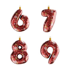 Red christmas ornament alphabet - digits 6-9