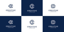 Set Of Creative Initial Letter C Logo Design