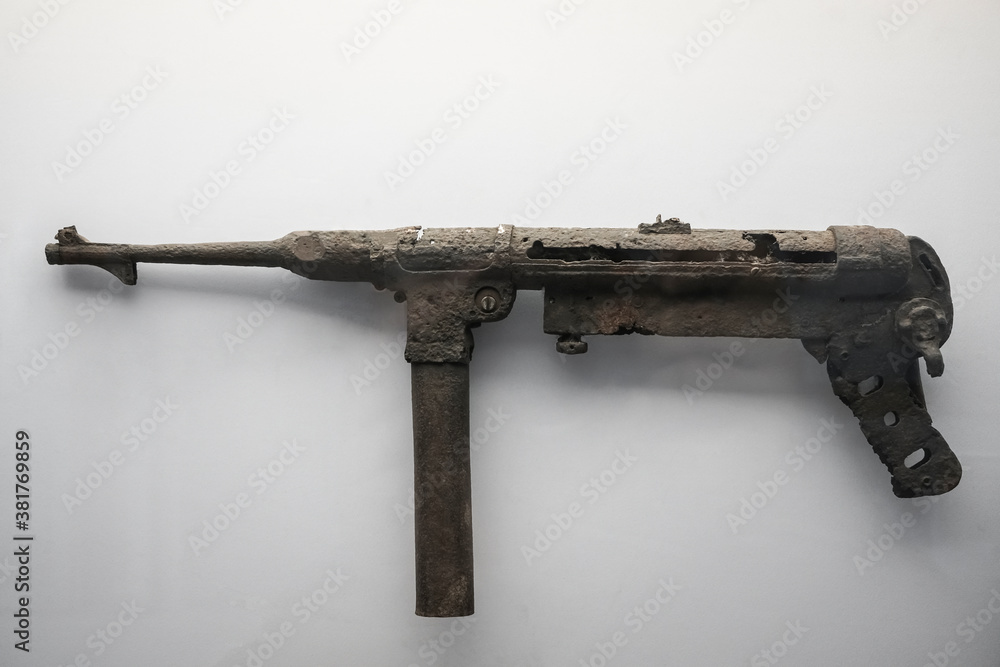 mp40 german machine gun hand isolated on a white background