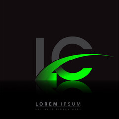 Wall Mural - initial letter LC logotype company name colored green and black swoosh design. vector logo for business and company identity.