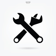 Craftsman tool icon. Wrench and screwdriver sign and symbol. Vector.