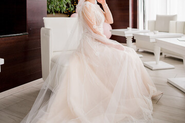 Poster - bride in a beautiful wedding dress and veil