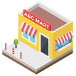 
Mini shopping mall, mart isometric icon 
