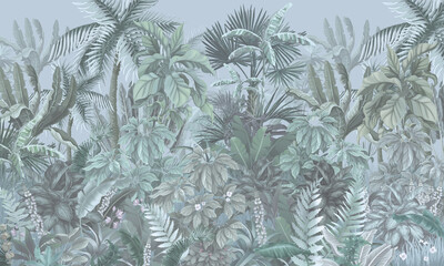 Naklejka na meble Tropical forest, jungle, blue