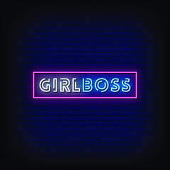 Wall Mural - Girl Boss Neon Signs Style Text Vector