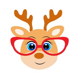 Wall Mural - Cute cartoon animal with red glasses vector illustration