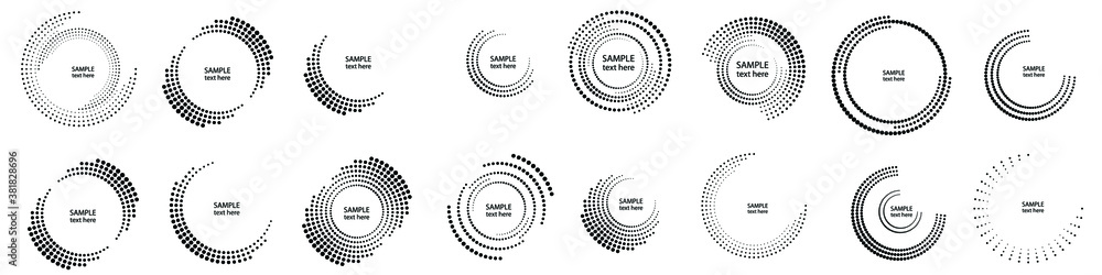 Halftone dots in circle form. round logo . vector dotted frame . Half tones design element - obrazy, fototapety, plakaty 