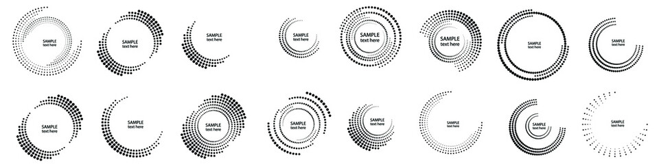 halftone dots in circle form. round logo . vector dotted frame . half tones design element