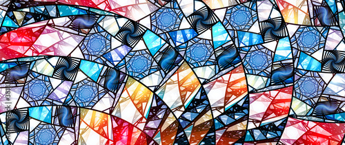 Fotografía Colorful stained-glass ultrawide screen background