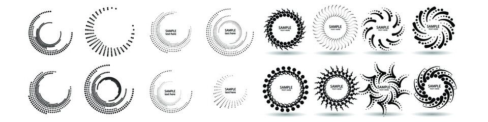 Halftone dots in circle form. round logo . vector dotted frame . Half tones design element