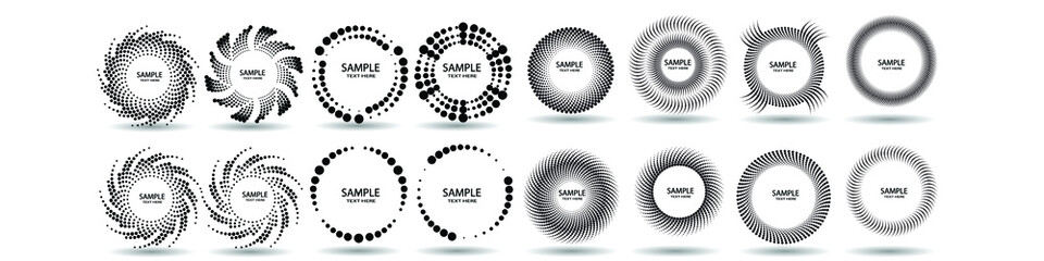 Halftone dots in circle form. round logo . vector dotted frame . Half tones design element