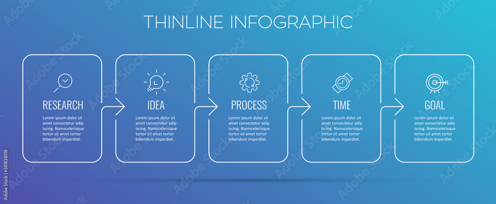Vector Infographic thin line design with icons and 5 options or steps ...