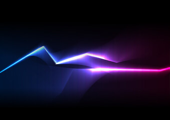 Blue ultraviolet neon glowing laser lines hi-tech background. Futuristic vector design