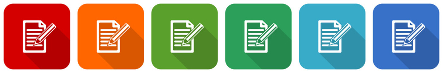Fototapete - Subscribe icon set, flat design vector illustration in 6 colors options for webdesign and mobile applications