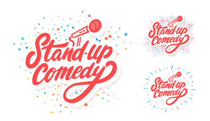 Wall Mural - Stand-up comedy. Vector hand drawn banners set.