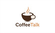 © dekwa.project - Combination logo from coffee talk chat bubble mug logo design concept