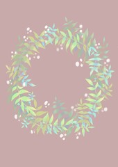 leaf wreath with white flowers