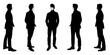 © high_resolution - Vector concept conceptual  silhouette men talking while social distancing as means of prevention and protection against coronavirus contamination. A metaphor for the new normal.