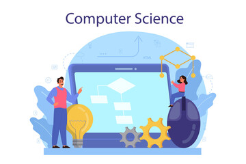 IT education concept. Student write software and create code