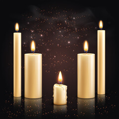 Wall Mural - Candles Set Realistic Background