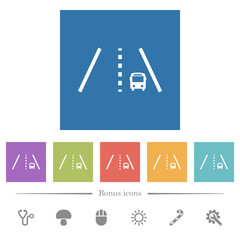 Sticker - Bus lane flat white icons in square backgrounds