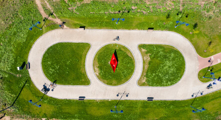 Wall Mural - sidewalk and bike path, top view