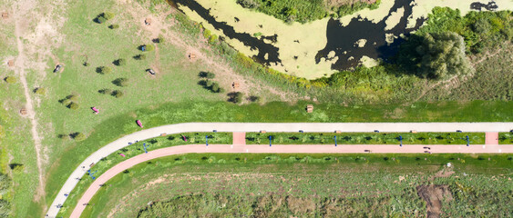 Wall Mural - sidewalk and bike path, top view