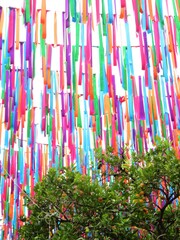 Wall Mural - Mexican colorful ribbon garlands in a sky