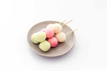 Asian cooking background - traditional sweets Dango, dumpling rice cake