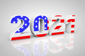 Aufkleber - New Year 2021 Sign as USA Flag. 3d Rendering