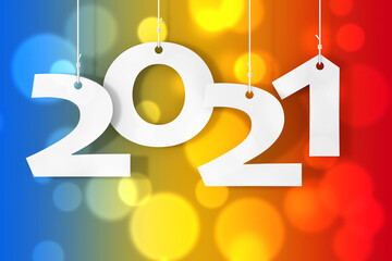 Aufkleber - Hanging on Ropes New 2021 Year Sign. 3d Rendering
