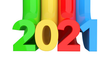 Aufkleber - Abstract New 2021 Year Sign. 3d Rendering